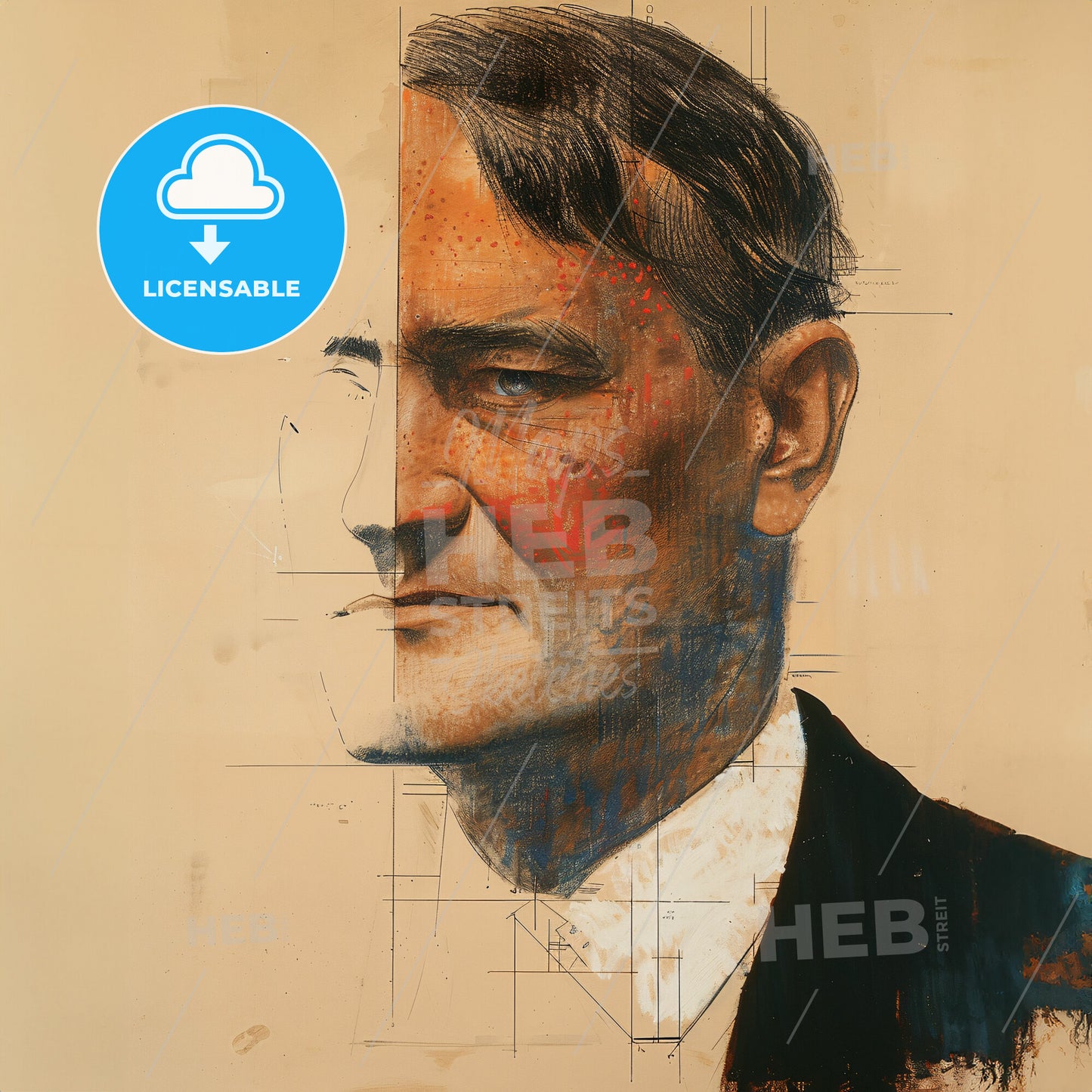 Lyonel Feininger, 1871 - 1956, German-American painter - A Man With A Half Face