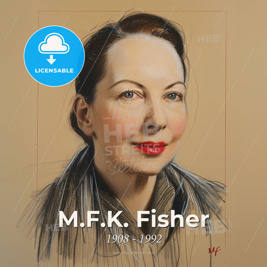 M.F.K. Fisher, 1908 - 1992, American food writer - A Drawing Of A Woman Print Template