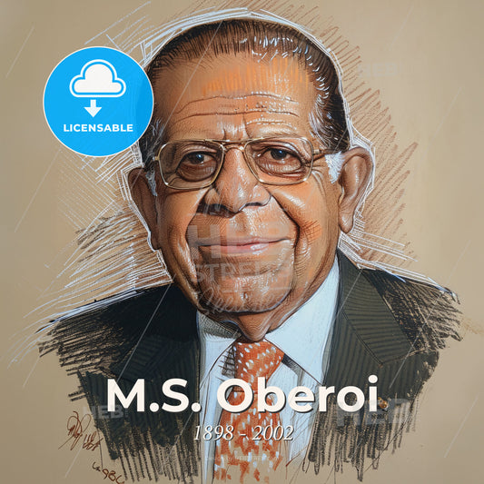 M.S. Oberoi, 1898 - 2002, Indian hotelier - A Man In A Suit And Tie Print Template