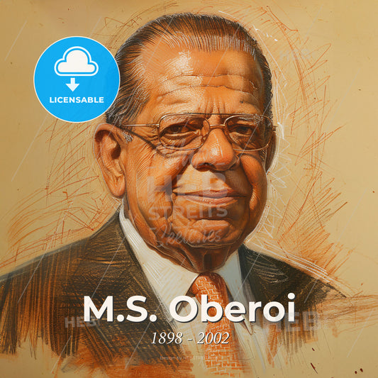 M.S. Oberoi, 1898 - 2002, Indian hotelier - A Man In A Suit And Tie Print Template