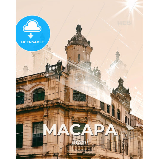 Macapa City Skyline Composite Art Poster Masterpiece - A building with many windows - Square format print template