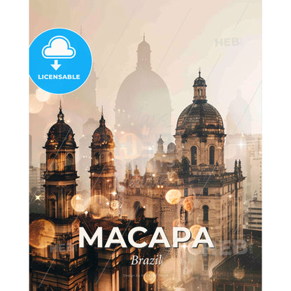 Macapa Brazil Skyline Poster Design Subtile - A city with many buildings - Square format print template