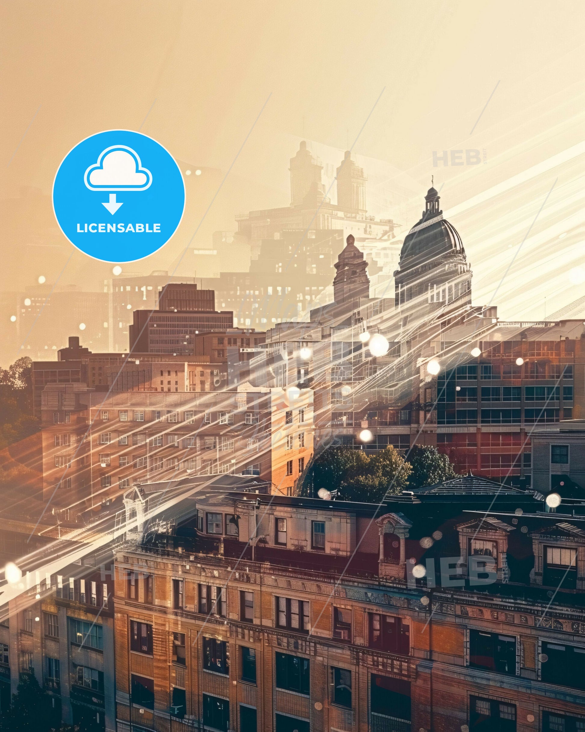 Madison City Skyline Sparkles Art Poster - A city with many buildings