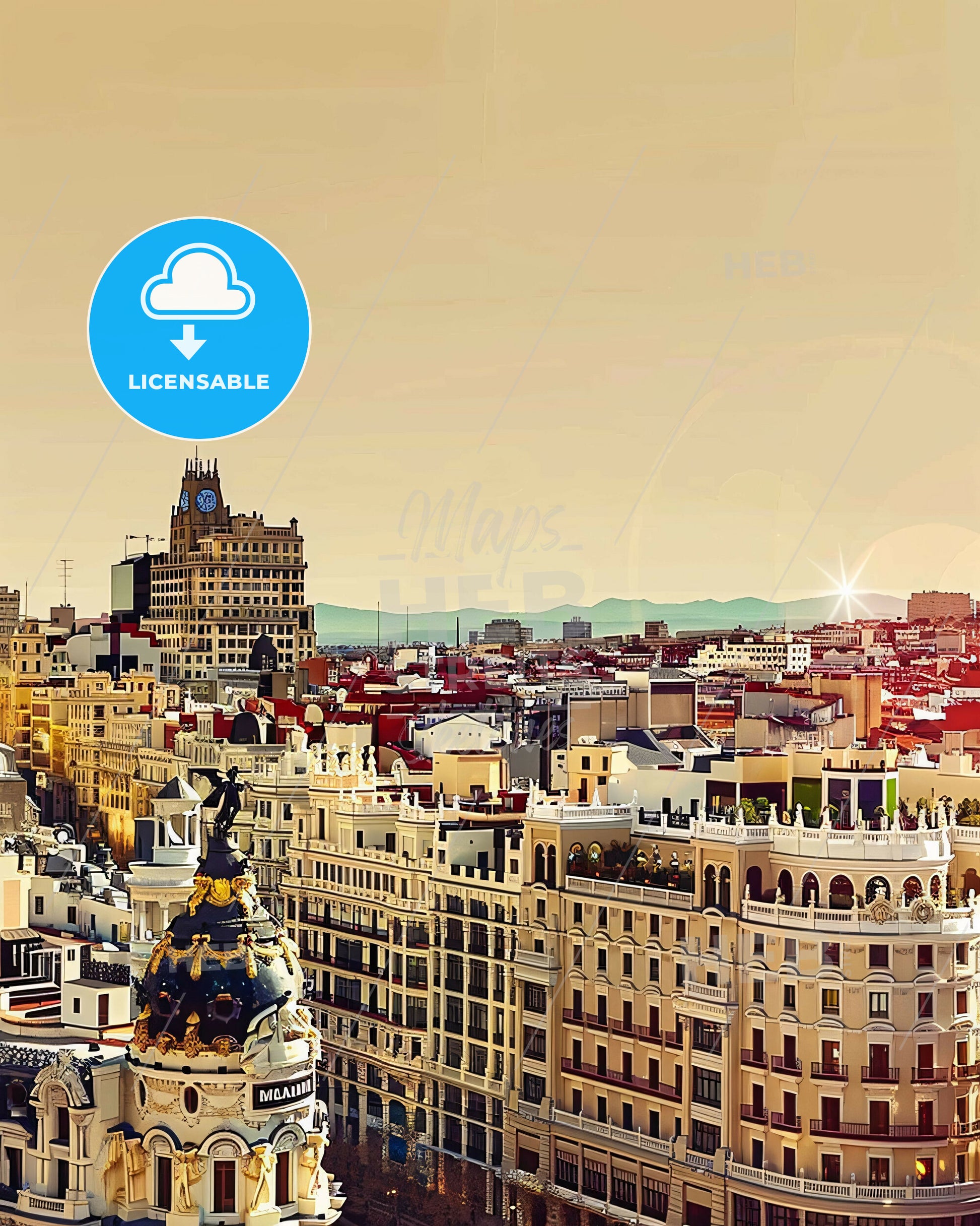 Madrid City Skyline Composite Artwork - A city with many buildings