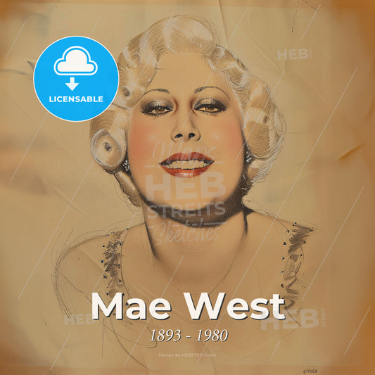 Mae West, 1893 - 1980, American actress - A Painting Of A Woman Print Template