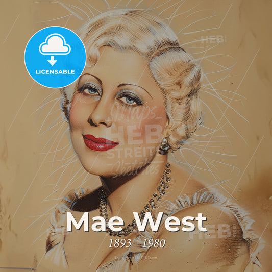 Mae West, 1893 - 1980, American actress - A Painting Of A Woman Print Template