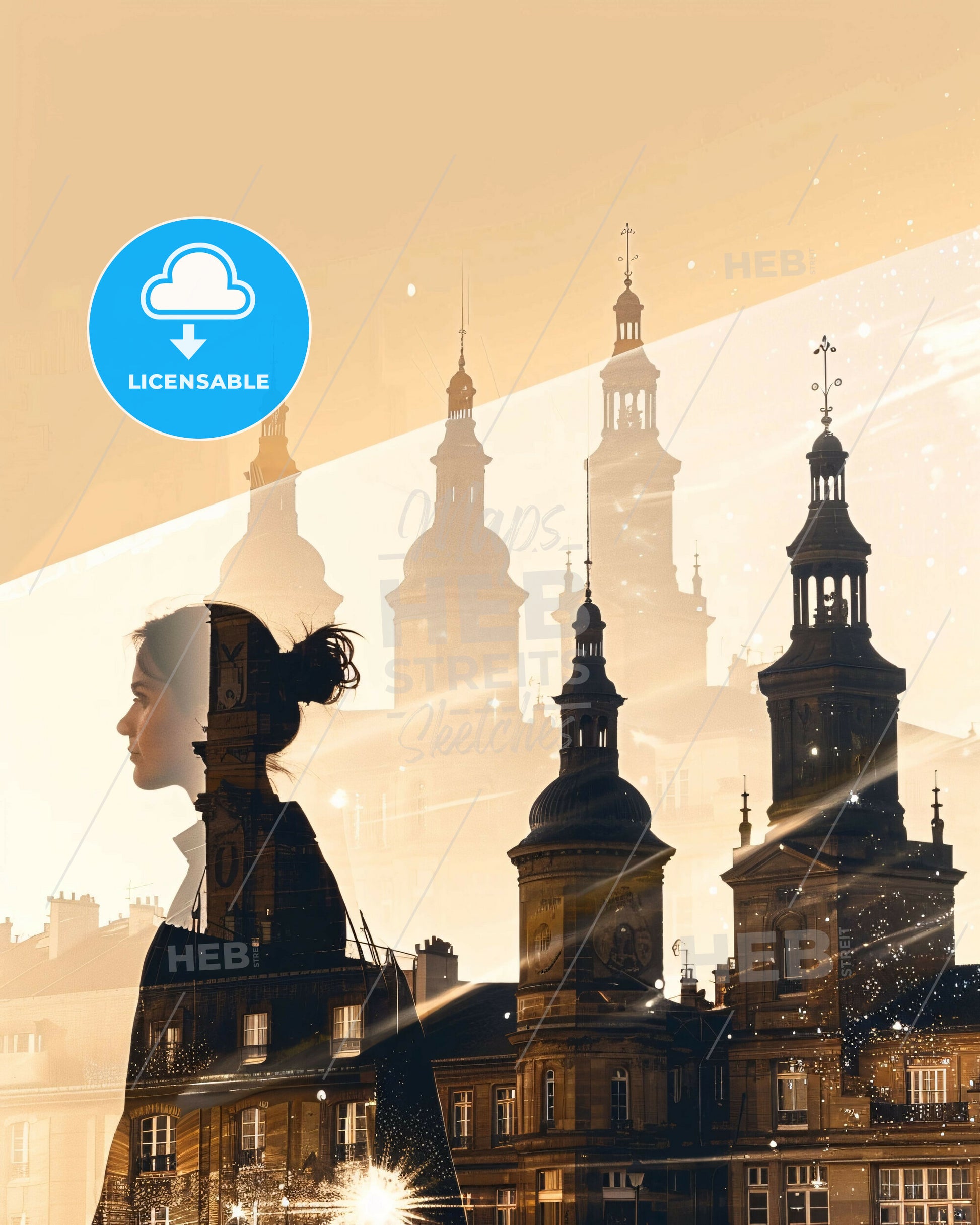 Maisons-Alfort City Skyline Silhouette Composite Art Print - A woman standing in front of a building