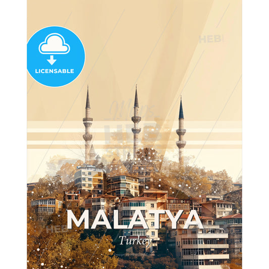 Malatya City Skyline Composite Art Poster - A city with towers and buildings - Square format print template