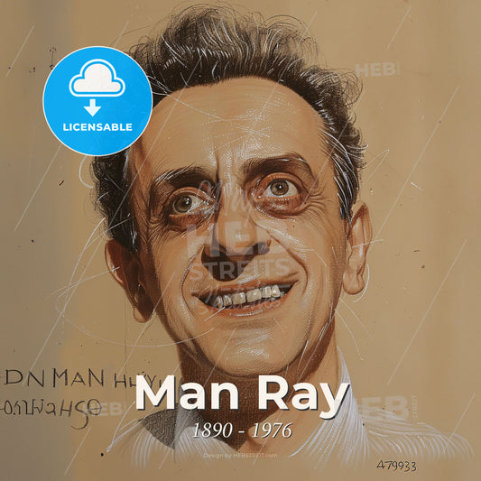 Man Ray, 1890 - 1976, American visual artist - A Drawing Of A Man Smiling Print Template