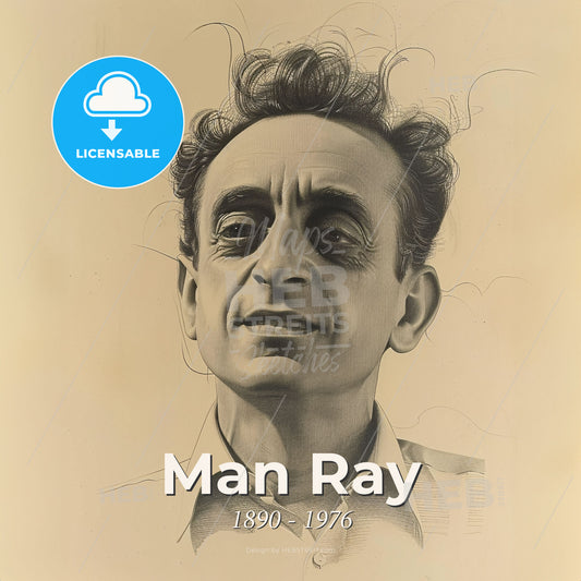 Man Ray, 1890 - 1976, American visual artist - A Man With Nice Hair Print Template