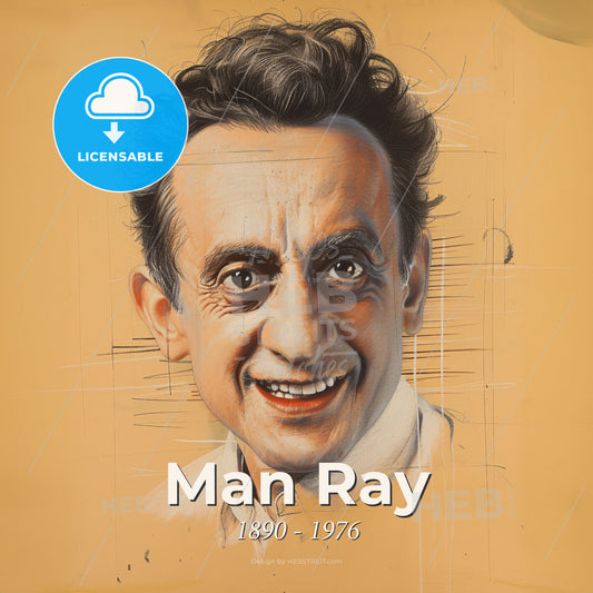 Man Ray, 1890 - 1976, American visual artist - A Drawing Of A Man Smiling Print Template