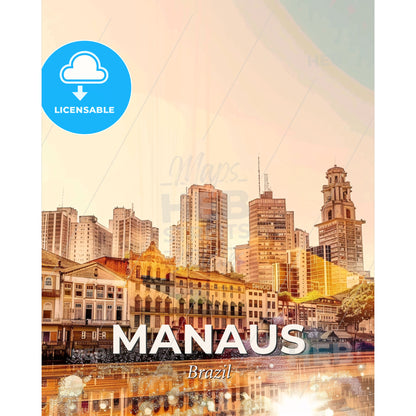 Manaus: Where City and Nature Converge - A city skyline with many buildings - Square format print template