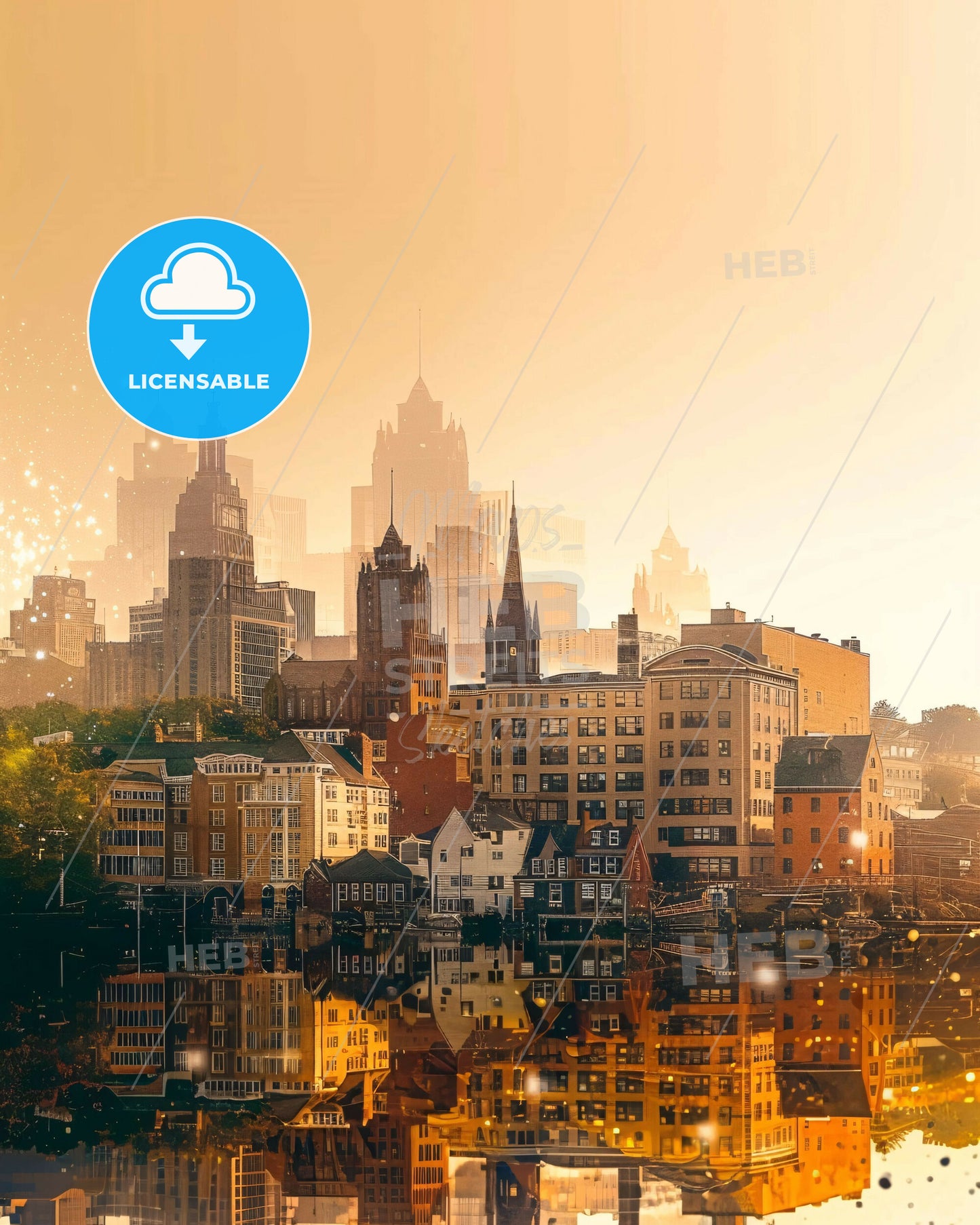 Manchester Cityscape Canvas Print - A city with many buildings and a body of water