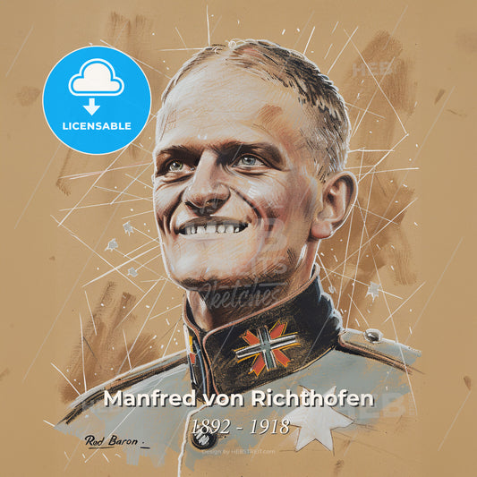 Manfred von Richthofen, 1892 - 1918, German fighter ace - A Man In A Military Uniform Print Template