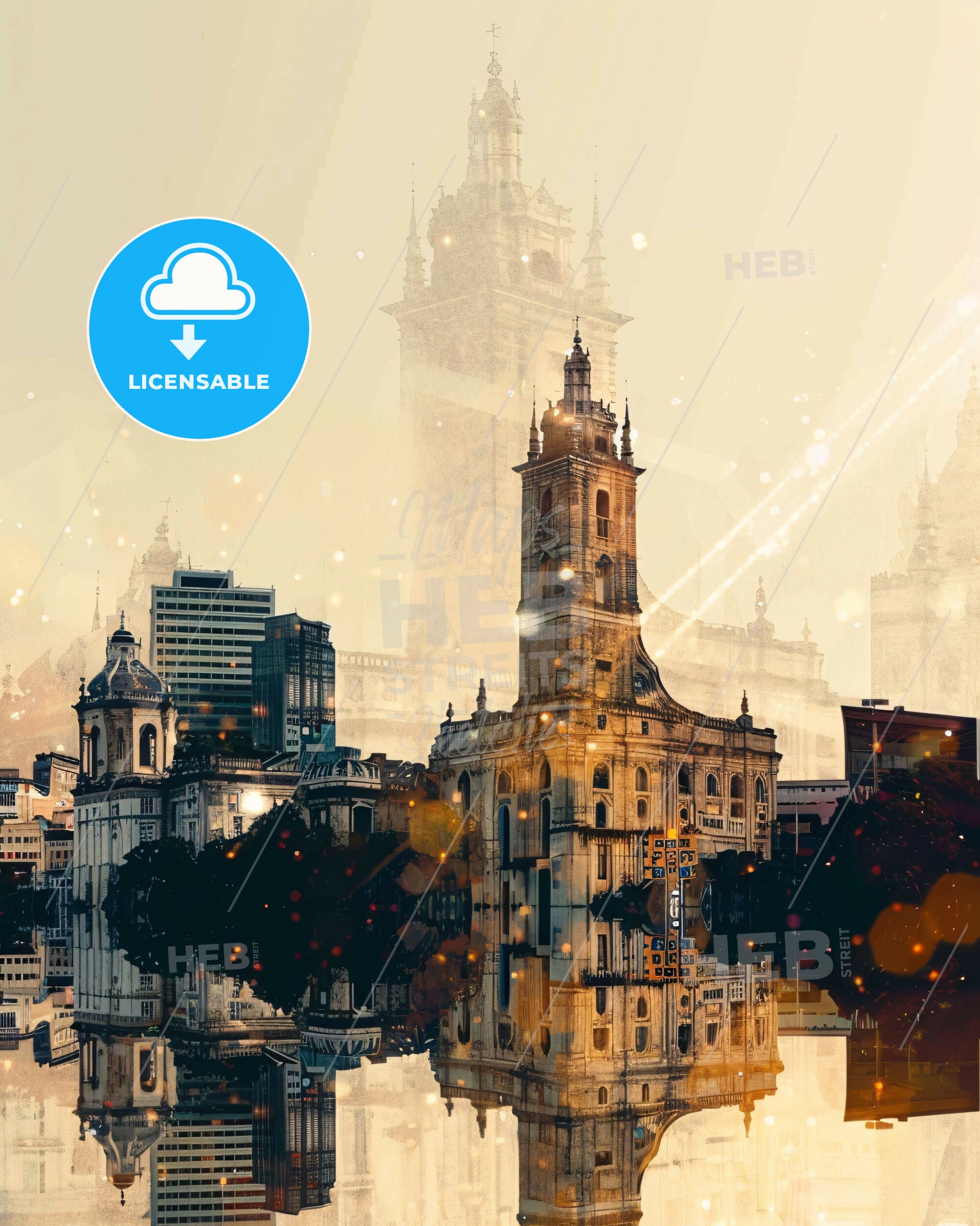 Manizales City Skyline Local Icons Art Poster - A city with a tower and a large building