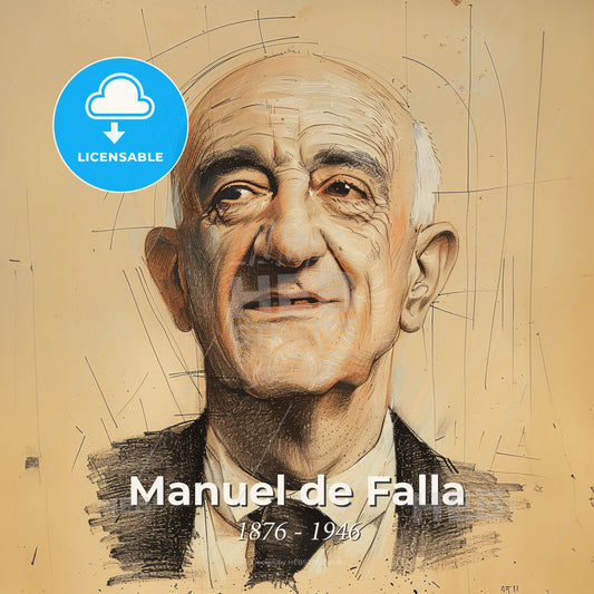 Manuel de Falla, 1876 - 1946, Spanish composer - A Drawing Of A Man Print Template