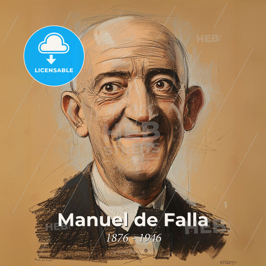 Manuel de Falla, 1876 - 1946, Spanish composer - A Portrait Of A Man Print Template