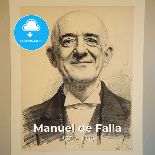 Manuel de Falla, 1876 - 1946, Spanish composer - A Portrait Of A Man Print Template
