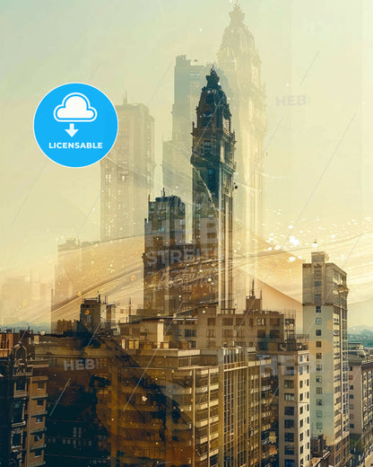 Mar del Plata Skyline Architectural Wonders Art Poster - A city skyline with a tall tower