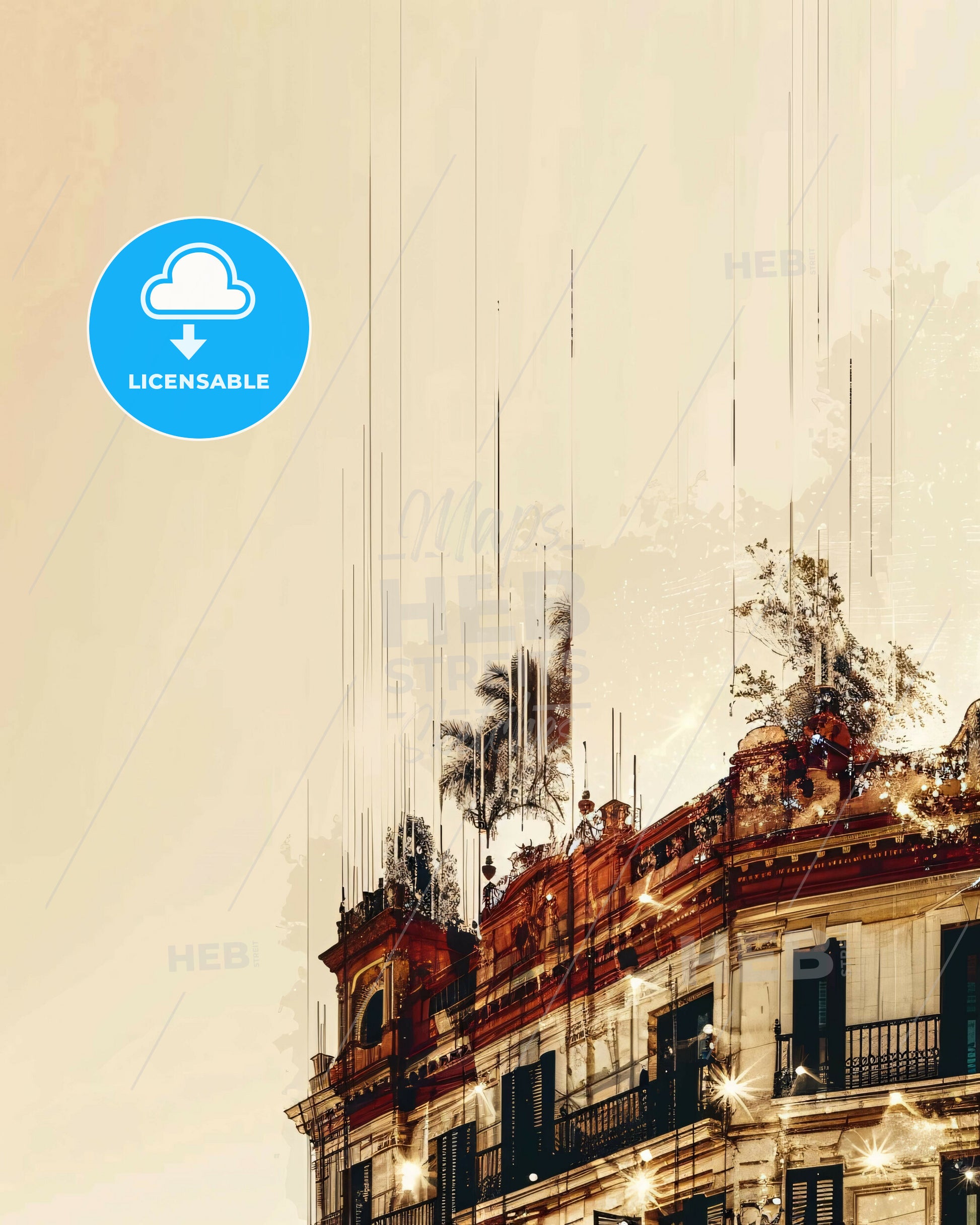 Marbella: Double Exposure Cityscape Symphony - A building with trees on top
