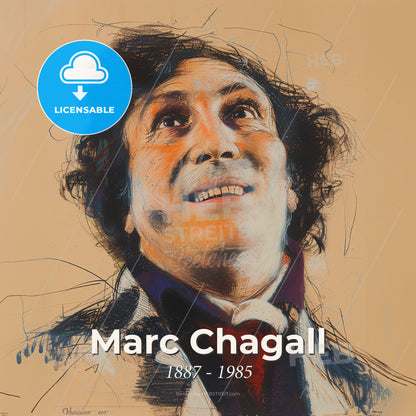 Marc Chagall, 1887 - 1985, Belarusian-French painter - A Drawing Of A Man Looking Up Print Template