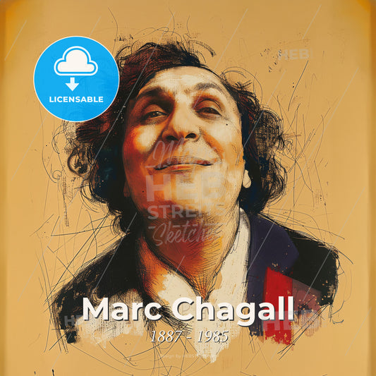 Marc Chagall, 1887 - 1985, Belarusian-French painter - A Man Looking Up To The Sky Print Template