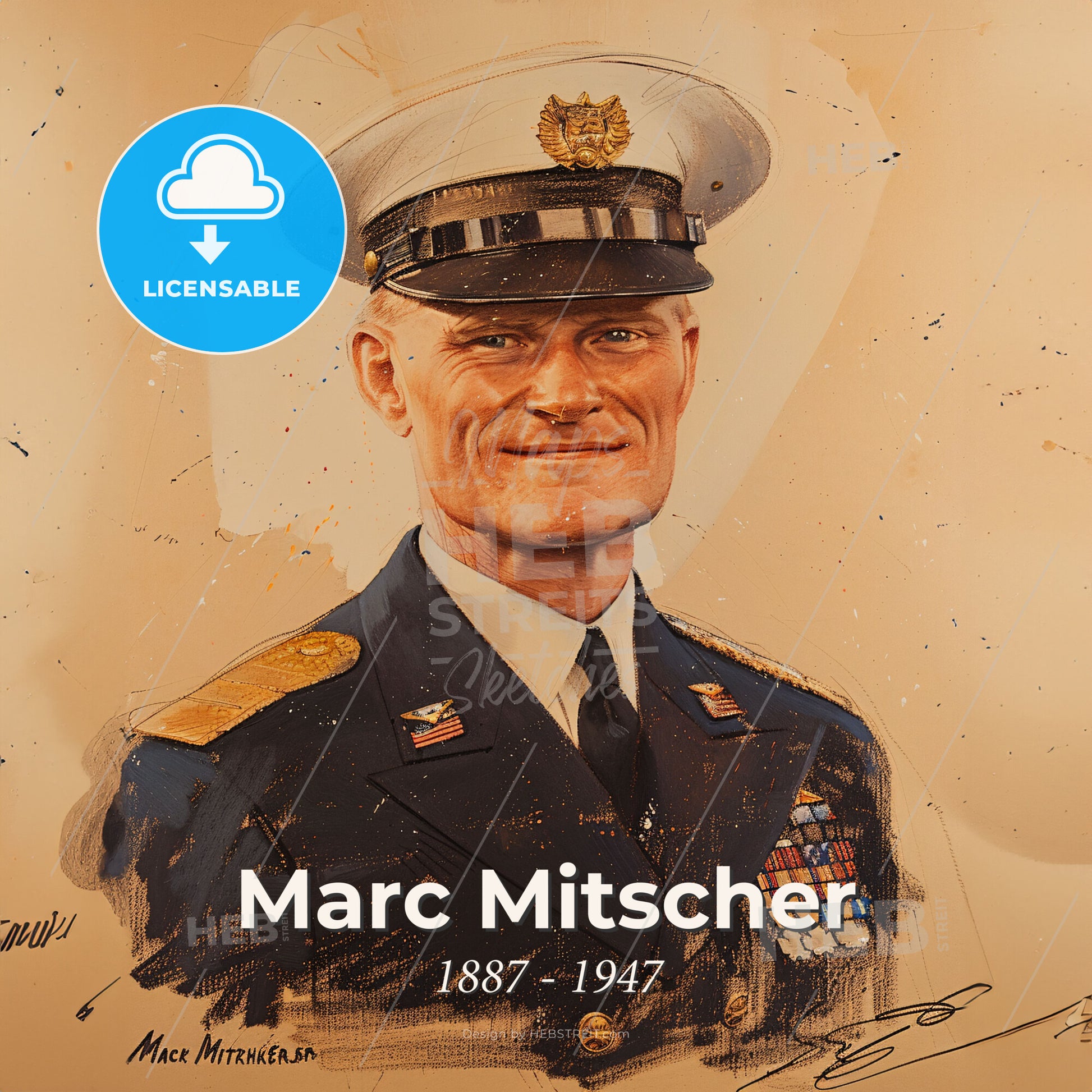 Marc Mitscher, 1887 - 1947, American Admiral - A Man In A Military Uniform Print Template