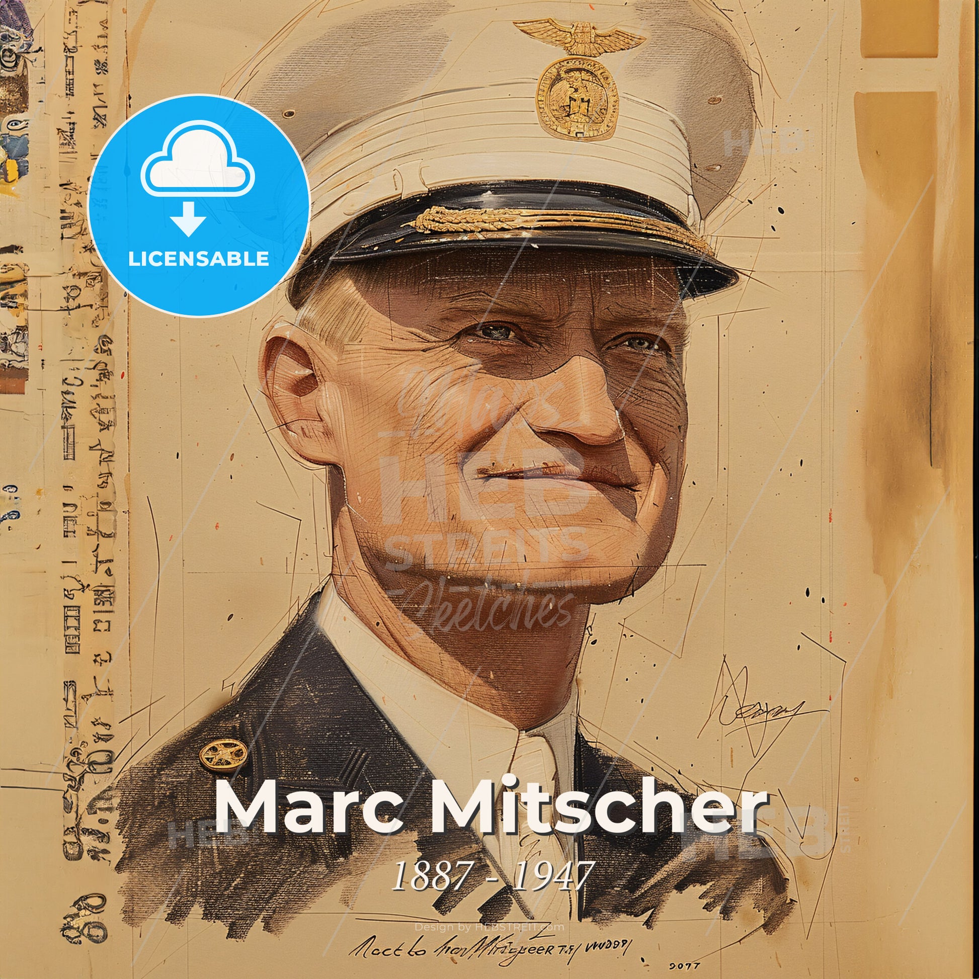 Marc Mitscher, 1887 - 1947, American Admiral - A Portrait Of A Man In A Uniform Print Template