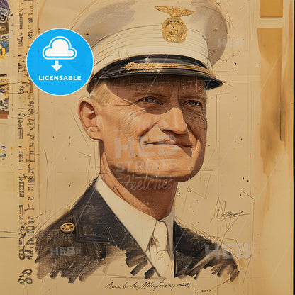 Marc Mitscher, 1887 - 1947, American Admiral - A Portrait Of A Man In A Uniform