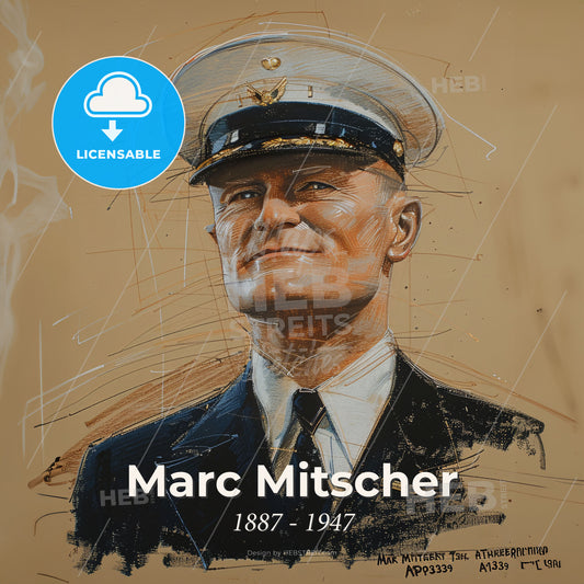 Marc Mitscher, 1887 - 1947, American Admiral - A Man In A Uniform Print Template