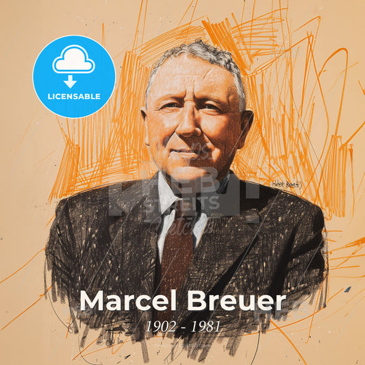 Marcel Breuer, 1902 - 1981, Hungarian-American architect - A Man In A Suit And Tie Print Template