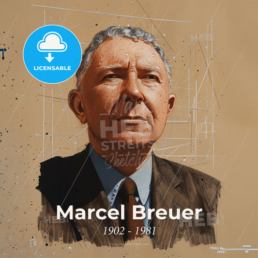 Marcel Breuer, 1902 - 1981, Hungarian-American architect - A Man In A Suit And Tie Print Template