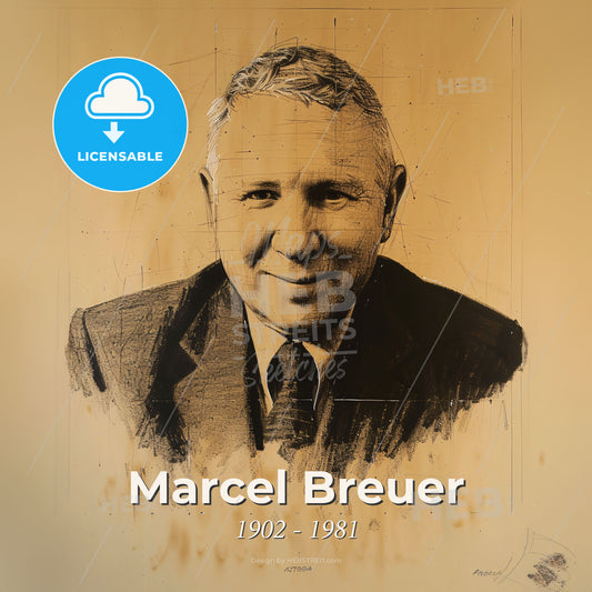 Marcel Breuer, 1902 - 1981, Hungarian-American architect - A Man In A Suit And Tie Print Template