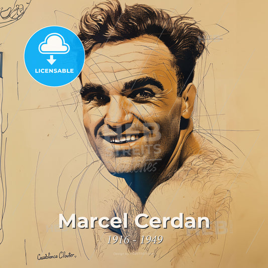 Marcel Cerdan, 1916 - 1949, French middleweight boxer - A Man Smiling At The Camera Print Template