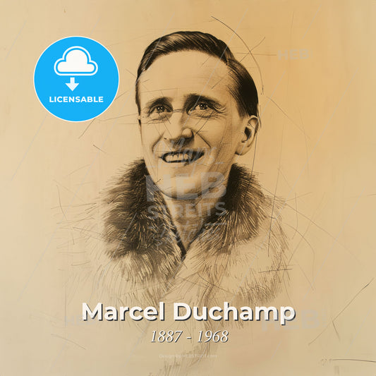 Marcel Duchamp, 1887 - 1968, French-American painter - A Drawing Of A Man Smiling Print Template
