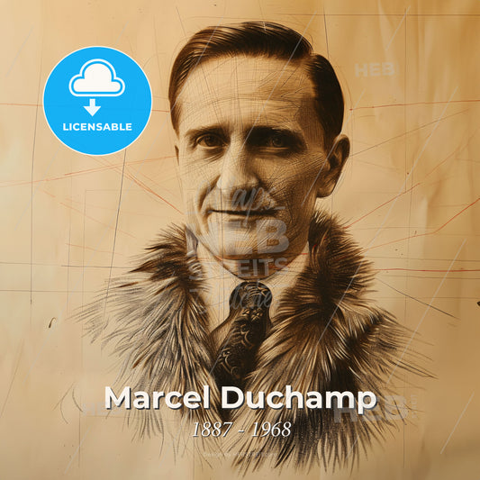 Marcel Duchamp, 1887 - 1968, French-American painter - A Drawing Of A Man Print Template