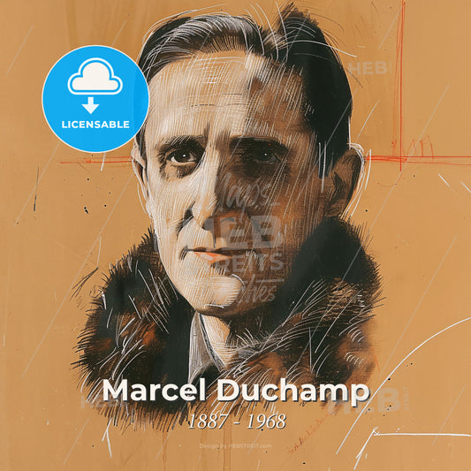 Marcel Duchamp, 1887 - 1968, French-American painter - A Drawing Of A Man Print Template