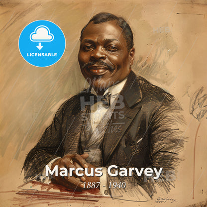 Marcus Garvey, 1887 - 1940, Jamaican political leader - A Man In A Suit Print Template