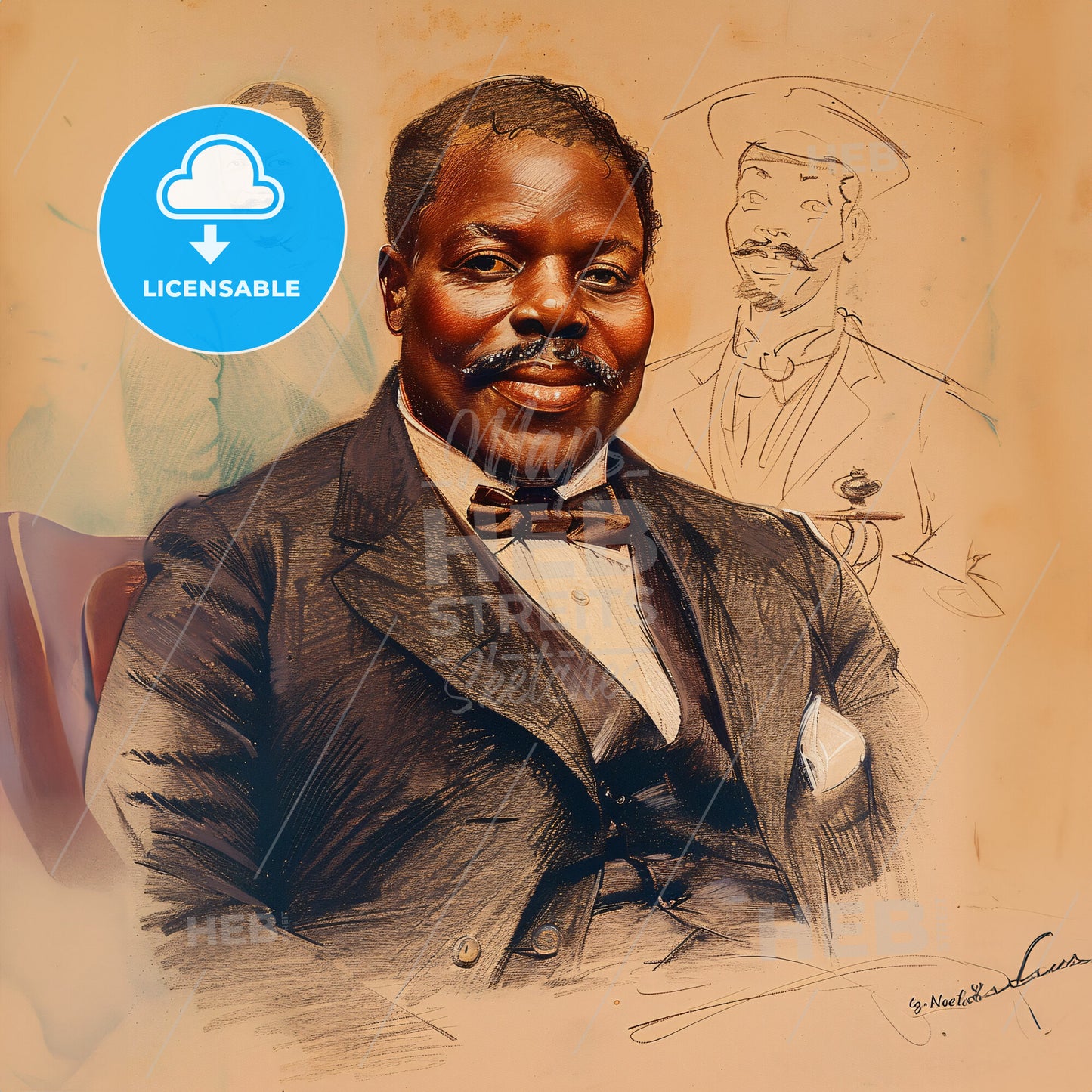 Marcus Garvey, 1887 - 1940, Jamaican political leader - A Man In A Suit And Bow Tie