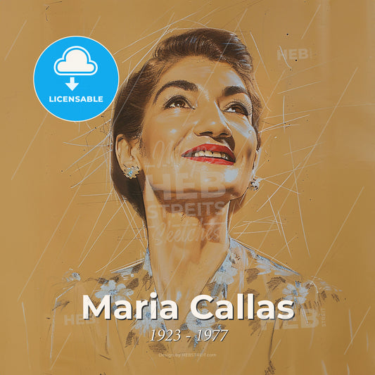 Maria Callas, 1923 - 1977, Greek-American opera singer - A Woman Looking Up With A Broken Glass Print Template
