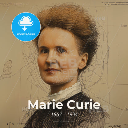 Marie Curie, 1867 - 1934, Polish-French physicist - A Woman With A High Haircut Print Template