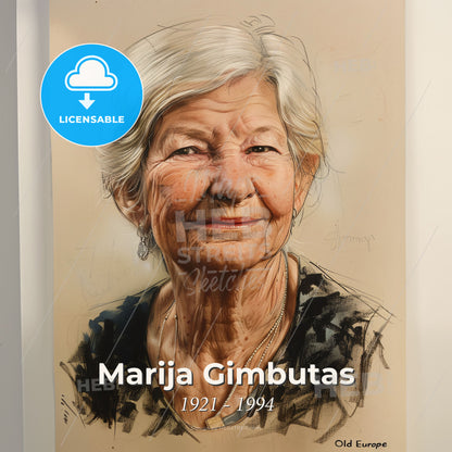 Marija Gimbutas, 1921 - 1994, Lithuanian-American archaeologist - A Painting Of A Woman Print Template