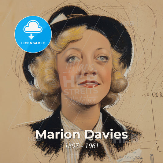 Marion Davies, 1897 - 1961, American actress - A Woman Wearing A Hat Print Template