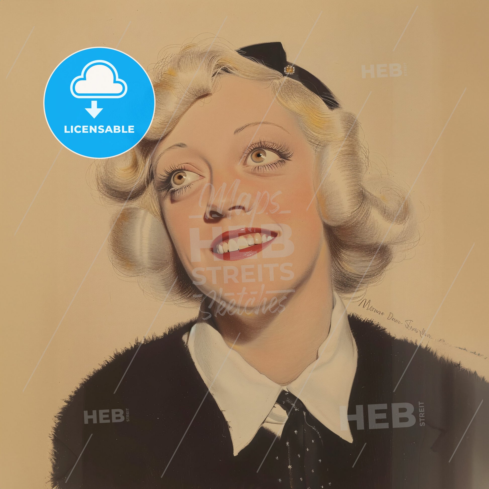 Marion Davies, 1897 - 1961, American actress - A Woman With Blonde Hair And A Black Hat