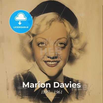 Marion Davies, 1897 - 1961, American actress - A Woman Wearing A Hat And Bow Tie Print Template