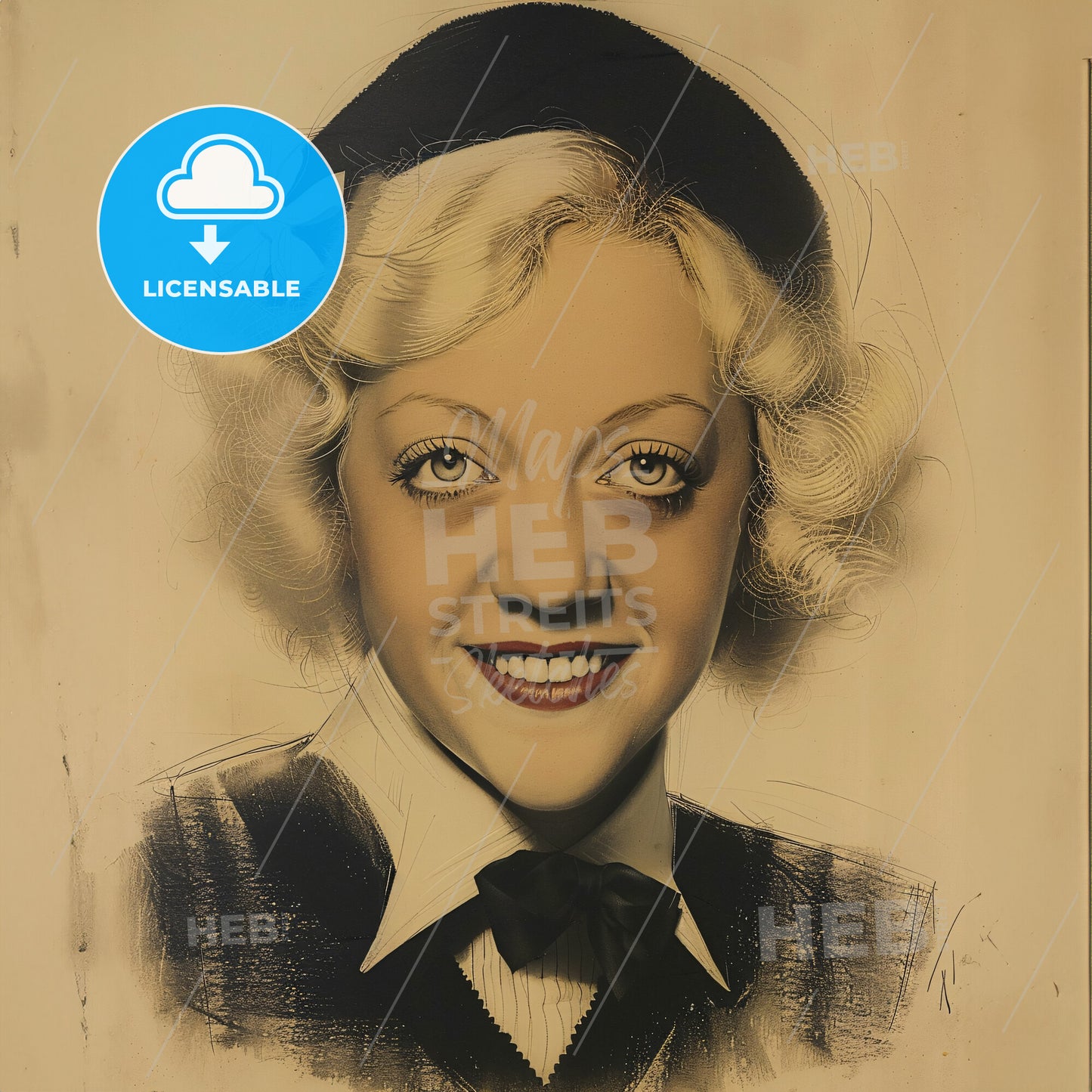 Marion Davies, 1897 - 1961, American actress - A Woman Wearing A Hat And Bow Tie