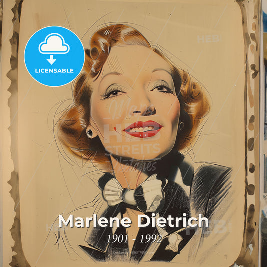 Marlene Dietrich, 1901 - 1992, German-American actress - A Painting Of A Woman Print Template