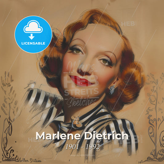 Marlene Dietrich, 1901 - 1992, German-American actress - A Painting Of A Woman Print Template