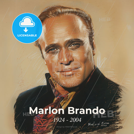 Marlon Brando, 1924 - 2004, American actor - A Man Smiling For The Camera Print Template