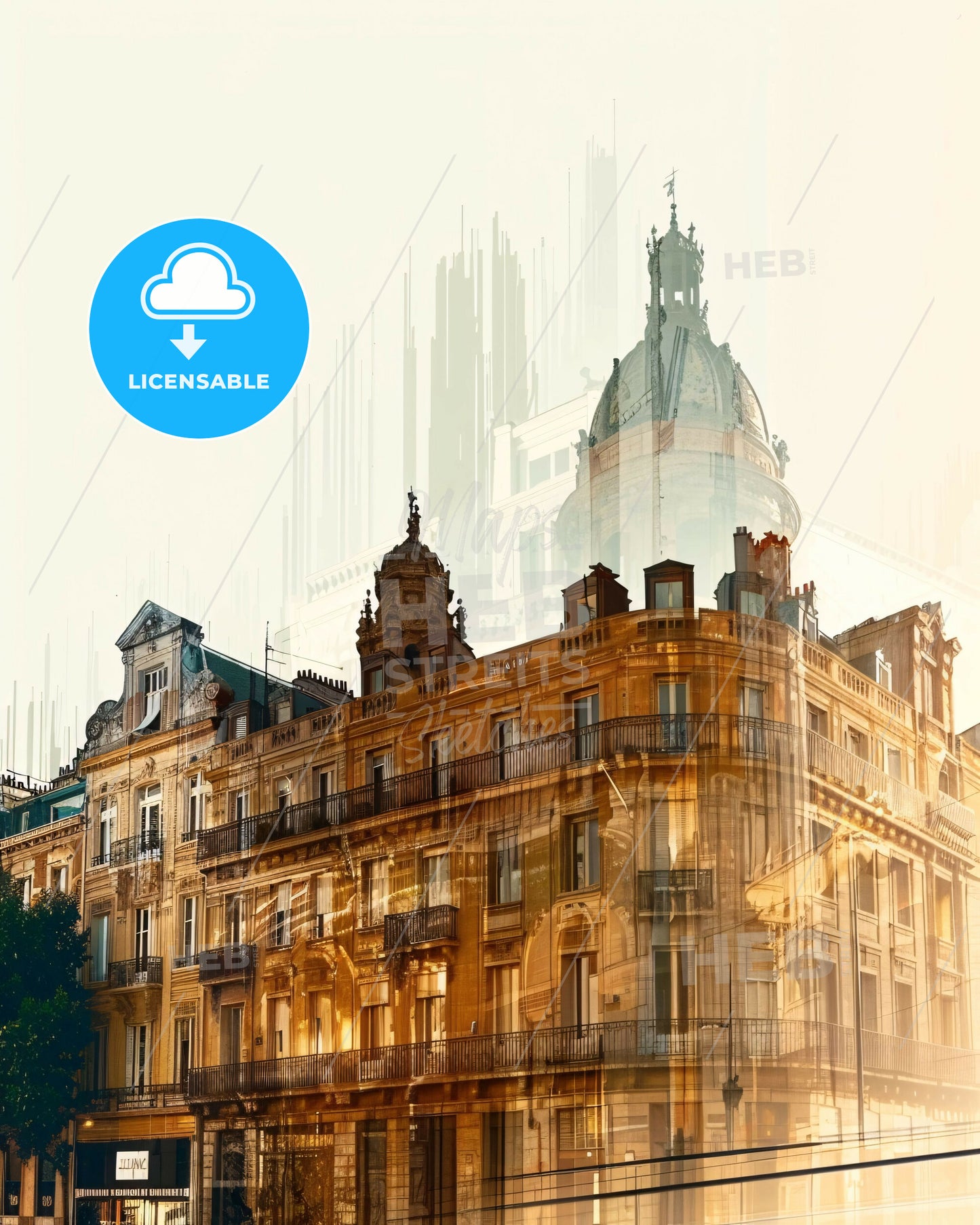 Marseille Skyline Silhouette Cityscape Poster - A building with a tower